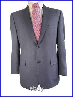 Canali, Solid Dark Blue Italian Wool Herringbone Blazer, Euro 52, USA 42