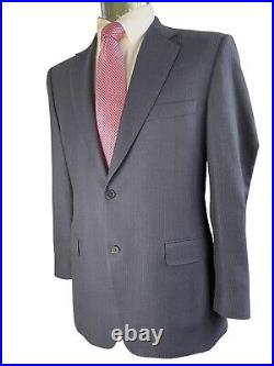 Canali, Solid Dark Blue Italian Wool Herringbone Blazer, Euro 52, USA 42