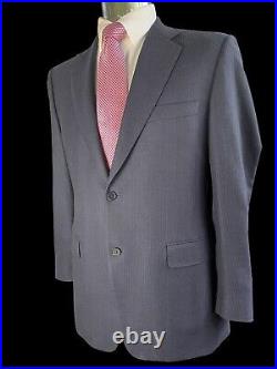 Canali, Solid Dark Blue Italian Wool Herringbone Blazer, Euro 52, USA 42