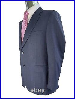 Canali, Solid Dark Blue Italian Wool Herringbone Blazer, Euro 52, USA 42