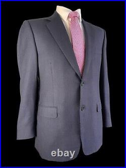 Canali, Solid Dark Blue Italian Wool Herringbone Blazer, Euro 52, USA 42