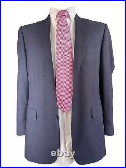 Canali, Solid Dark Blue Italian Wool Herringbone Blazer, Euro 52, USA 42