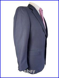 Canali, Solid Dark Blue Italian Wool Herringbone Blazer, Euro 52, USA 42