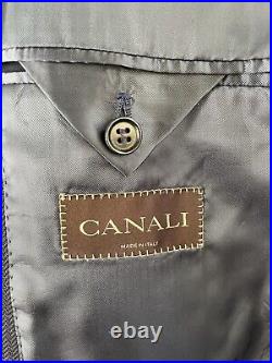 Canali, Solid Dark Blue Italian Wool Herringbone Blazer, Euro 52, USA 42