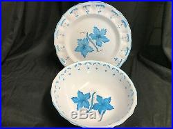 Cantagalli Italy BLUE Floral Pottery 2 Piece Serving Set Bowl, Plate