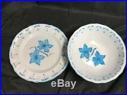 Cantagalli Italy BLUE Floral Pottery 2 Piece Serving Set Bowl, Plate