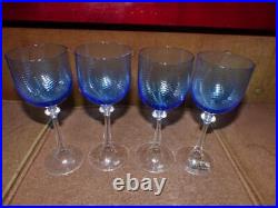 Carlo Moretti Murano Handcrafted Wine Glass Set of 6 Blue Italian Venetian