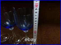 Carlo Moretti Murano Handcrafted Wine Glass Set of 6 Blue Italian Venetian