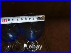 Carlo Moretti Murano Handcrafted Wine Glass Set of 6 Blue Italian Venetian