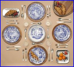 Casual Dining with Blue Italian 10.5 Plates Set of 4, Oven & Microwave Safe