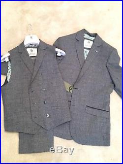 Cavani Antonio Blue grey Check 3 Piece Suit Single breast Size 36 BNWT RRP £199