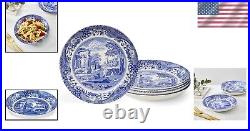 Charming Blue Italian 9-Inch Serving Bowls Set of 4, Ideal for All Occasions