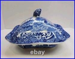 Copeland Spode Square Covered Vegetable Tureen Blue Italian (Old Backstamp)