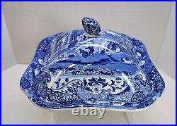 Copeland Spode Square Covered Vegetable Tureen Blue Italian (Old Backstamp)