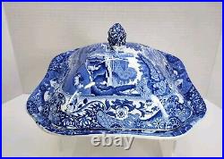 Copeland Spode Square Covered Vegetable Tureen Blue Italian (Old Backstamp)