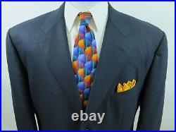 Corneliani Men's Pure Wool Solid Dark Blue Italian Blazer Jacket Sport Coat 45 L