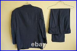 Corneliani Saks Fifth Avenue Men's 2 Piece Wool Striped Blue Suit 40R 32W x 28L