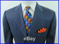 Corneliani Super 120s Wool Blue Striped Two Piece Italian Men Suit 33x30 40/42 R