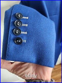 Custom 2 Piece Wool Drago Aldrich Electric Blue Italian Suit 44R. Pants 34x32