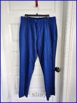 Custom 2 Piece Wool Drago Aldrich Electric Blue Italian Suit 44R. Pants 34x32