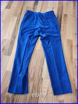 Custom 2 Piece Wool Drago Aldrich Electric Blue Italian Suit 44R. Pants 34x32