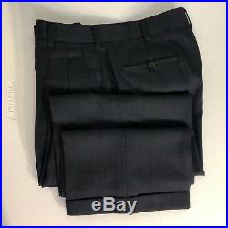 Custom Enrico Santo navy 2 piece men's suit 38r 32x29 surgeon cuff wool/cashmere