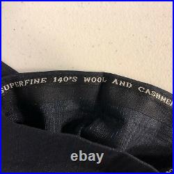 Custom Enrico Santo navy 2 piece men's suit 38r 32x29 surgeon cuff wool/cashmere