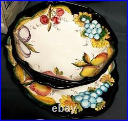 DIP A MANO Italian Pottery FRUITS Hand Painted SERVICE FOR 12 + Serving Pieces