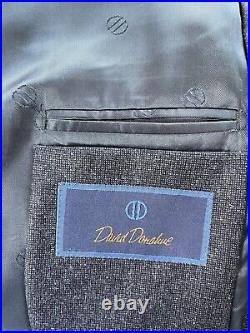 David Donahue Blue Italian Wool Blazer With Removable Zipper Enclosure, Size 44r