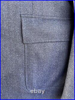 David Donahue Blue Italian Wool Blazer With Removable Zipper Enclosure, Size 44r