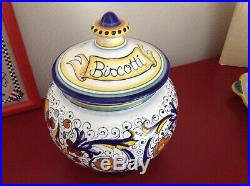 Deruta Italian Pottery Ceramic Biscotti Jar Ricco Deruta Blue Great Piece Price