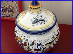 Deruta Italian Pottery Ceramic Biscotti Jar Ricco Deruta Blue Great Piece Price