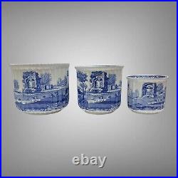 Discontinued Spode Blue Italian Cachepots Planters 3 Piece Nesting Set