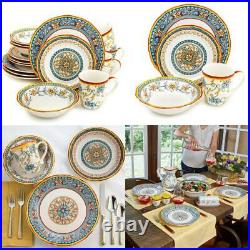 Duomo 16-Piece Patterned Multicolor/Italian Design Stoneware Dinnerware Set Ser