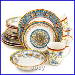 Duomo 16-Piece Patterned Multicolor/Italian Design Stoneware Dinnerware Set Ser