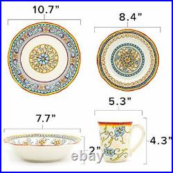 Duomo Collection Italian-Inspired 16 Piece Ceramic Dinnerware Set, Floral Desig