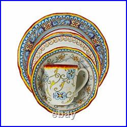 Duomo Collection Italian-Inspired 16 Piece Ceramic Dinnerware Set, Floral Design