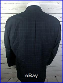 Earvin Magic Johnson Signature Sz 44R Blue Plaid 2 Piece Suit 120s Wool 38x29