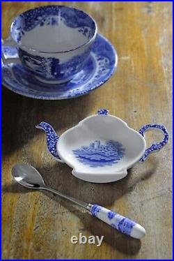 Elegant Blue Italian Tea Spoons Set of 6 6 Inch Stainless Steel with Porcelain