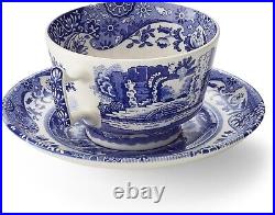 Exquisite Blue Italian Fine Earthenware Teacups Set of 4 Historical Design