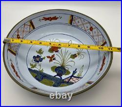 FAENZA Garofano Blue Carnation Sigma 11 Salad Mixing Bowl & 13 Plate Italy