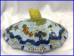 FAENZA Garofano Blue Carnation Sigma Soup Tureen Lid Ladle & Under Plate Italy