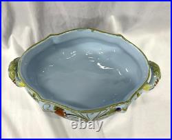 FAENZA Garofano Blue Carnation Sigma Soup Tureen Lid Ladle & Under Plate Italy