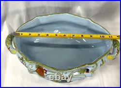 FAENZA Garofano Blue Carnation Sigma Soup Tureen Lid Ladle & Under Plate Italy