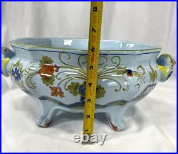 FAENZA Garofano Blue Carnation Sigma Soup Tureen Lid Ladle & Under Plate Italy