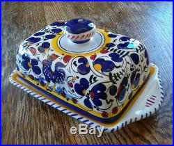 FIMA DERUTA ITALY Italian Pottery ORVIETO BLUE Rooster BUTTER DISH 2 pieces
