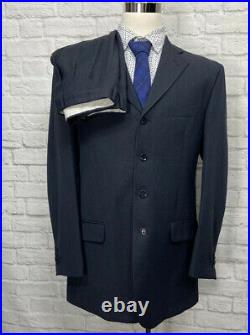 Gianni Manzoni Mens Navy Blue Italian Made Suit 42L Jacket 36W 32L Pants