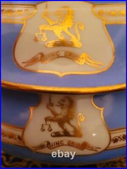 Ginori Impero Blue Turquoise Armorial Soup Tureen And Lid Gold Encrusted Large