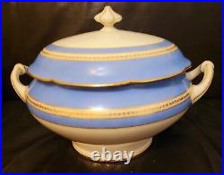 Ginori Impero Blue Turquoise Armorial Soup Tureen And Lid Gold Encrusted Large