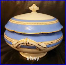 Ginori Impero Blue Turquoise Armorial Soup Tureen And Lid Gold Encrusted Large